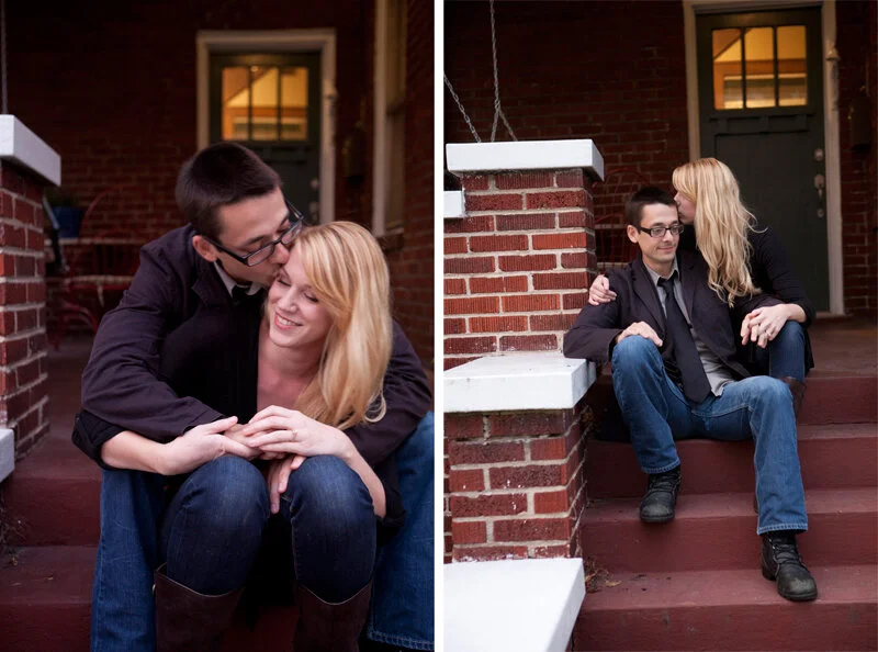 man and woman engagement image on porch