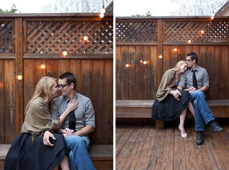 man and woman engagement image on back porch