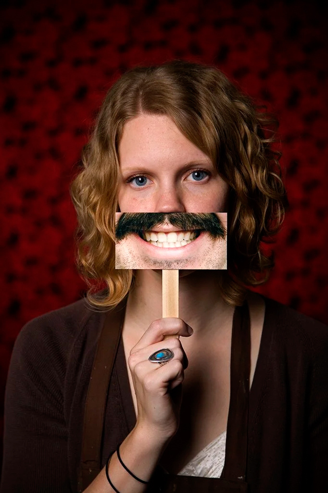 woman with teeth mask